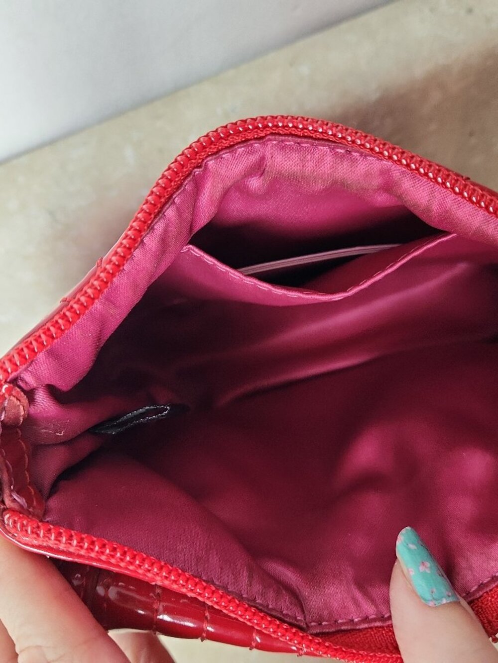 Coach Poppy Liquid Gloss Quilted Patent Leather Mini crossbody purse bag red - Picture 11 of 13